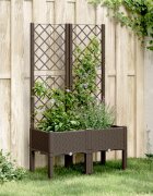 vidaXL Градински сандък с пергола кафяв 80x40x142 см PP