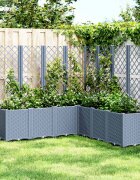 vidaXL Градински сандък с пергола синьо сив 160x160x140 см PP