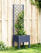 vidaXL Градински сандък с пергола синьо сив 40x40x142 см PP