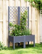 vidaXL Градински сандък с пергола синьо сив 80x40x142 см PP
