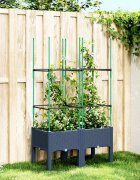 vidaXL Градински сандък с пергола синьо сив 80x40x1425 см PP