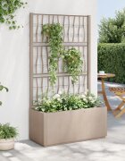 vidaXL Градински сандък с пергола светлокафяв 80x36x140 см PP