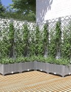 vidaXL Градински сандък с пергола светлосив 120x120x1215 см PP