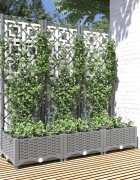 vidaXL Градински сандък с пергола светлосив 120x40x1215 см PP