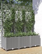 vidaXL Градински сандък с пергола светлосив 120x40x136 см PP