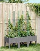vidaXL Градински сандък с пергола светлосив 120x40x1425 см PP