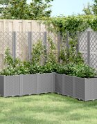 vidaXL Градински сандък с пергола светлосив 160x160x140 см PP