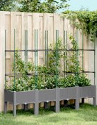 vidaXL Градински сандък с пергола светлосив 160x40x1425 см PP