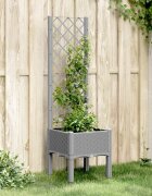 vidaXL Градински сандък с пергола светлосив 40x40x142 см PP