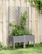 vidaXL Градински сандък с пергола светлосив 80x40x142 см PP