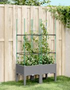 vidaXL Градински сандък с пергола светлосив 80x40x1425 см PP