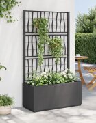 vidaXL Градински сандък с пергола тъмносив 80x36x140 см PP