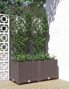 vidaXL Градински сандък с пергола тъмносив 80x40x136 см PP