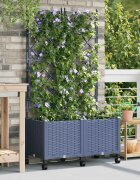 vidaXL Градински сандък с решетка и колела 2 бр. Сиво 80 x 40 x 149 см
