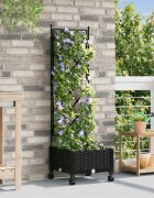 vidaXL Градински сандък с решетка и колела Черно 40 х 40 х 1315 см ПП