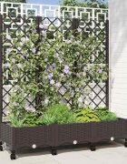 vidaXL Градински сандък с решетка и колела Кафяво 120 x 40 x 1315 см