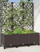 vidaXL Градински сандък с решетка и колела Кафяво 120 x 40 x 146 см ПП