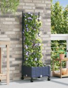 vidaXL Градински сандък с решетка и колела Сиво 40 х 40 х 1315 см ПП