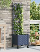 vidaXL Градински сандък с решетка и колела Сиво 40 x 40 x 149 см ПП