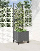 vidaXL Градински сандък с решетка и колела Светлосиво 40 x 40 x 146 см
