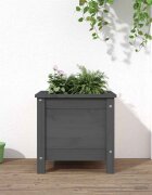 vidaXL Градински сандък сив 40x40x39 см масивна борова дървесина