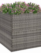 vidaXL Градински сандък сив 80x80x80 см полиратан