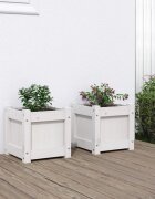 vidaXL Градински сандъци 2 бр бели борово дърво масив