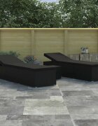 vidaXL Градински шезлонги с възглавница 3 pcs Черно Полиратан