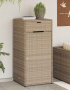 vidaXL Градински шкаф за съхранение бежов 55x55x111 см полиратан