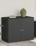 vidaXL Градински шкаф за съхранение черен 100x555x80 см полиратан