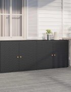 vidaXL Градински шкаф за съхранение черен 198x555x80 см полиратан