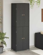 vidaXL Градински шкаф за съхранение черен 59x40x180 см полиратан
