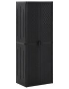 vidaXL Градински шкаф за съхранение черен 65x45x172 см PP ратан