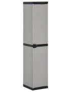 vidaXL Градински шкаф за съхранение с 3 рафта сиво-черен 34x40x168 см