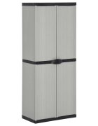 vidaXL Градински шкаф за съхранение с 3 рафта сиво-черен 68x40x168 см