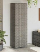 vidaXL Градински шкаф за съхранение сив 59x40x180 см полиратан