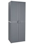 vidaXL Градински шкаф за съхранение сив 65x45x172 см PP ратан