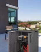 vidaXL Градински шкаф за съхранение сиво и черно 68x37x84 см PP