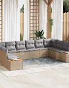 vidaXL Градински Софа Комплект 10 бр. 10-Брой места Бежов и Светло Сив