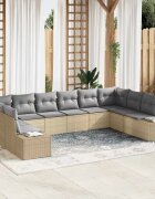 vidaXL Градински Софа Комплект 10 бр. 9-Брой места Бежов и Светло Сив