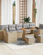 vidaXL Градински Софа Комплект 10 бр. 9-Брой места Бежов и Светло Сив
