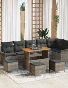 vidaXL Градински Софа Комплект 10 бр. 9-Брой места Сив