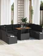 vidaXL Градински Софа Комплект 10 бр. Черен и кафяв