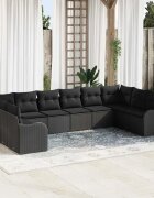 vidaXL Градински Софа Комплект 10 бр. Черно 344 x 1775 x 85 см