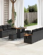 vidaXL Градински Софа Комплект 10 бр. Черно полиратан