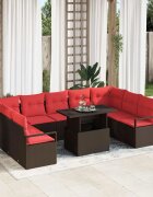 vidaXL Градински Софа Комплект 10 бр. Кафяво Полиратан