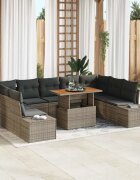 vidaXL Градински Софа Комплект 10 бр. Сив и кафяв