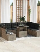 vidaXL Градински Софа Комплект 10 бр. Сив полиратан