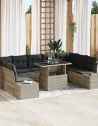 vidaXL Градински Софа Комплект 10 бр. Светлосиво полиратан