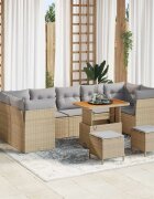vidaXL Градински Софа Комплект 10 pcs Бежово полиратан